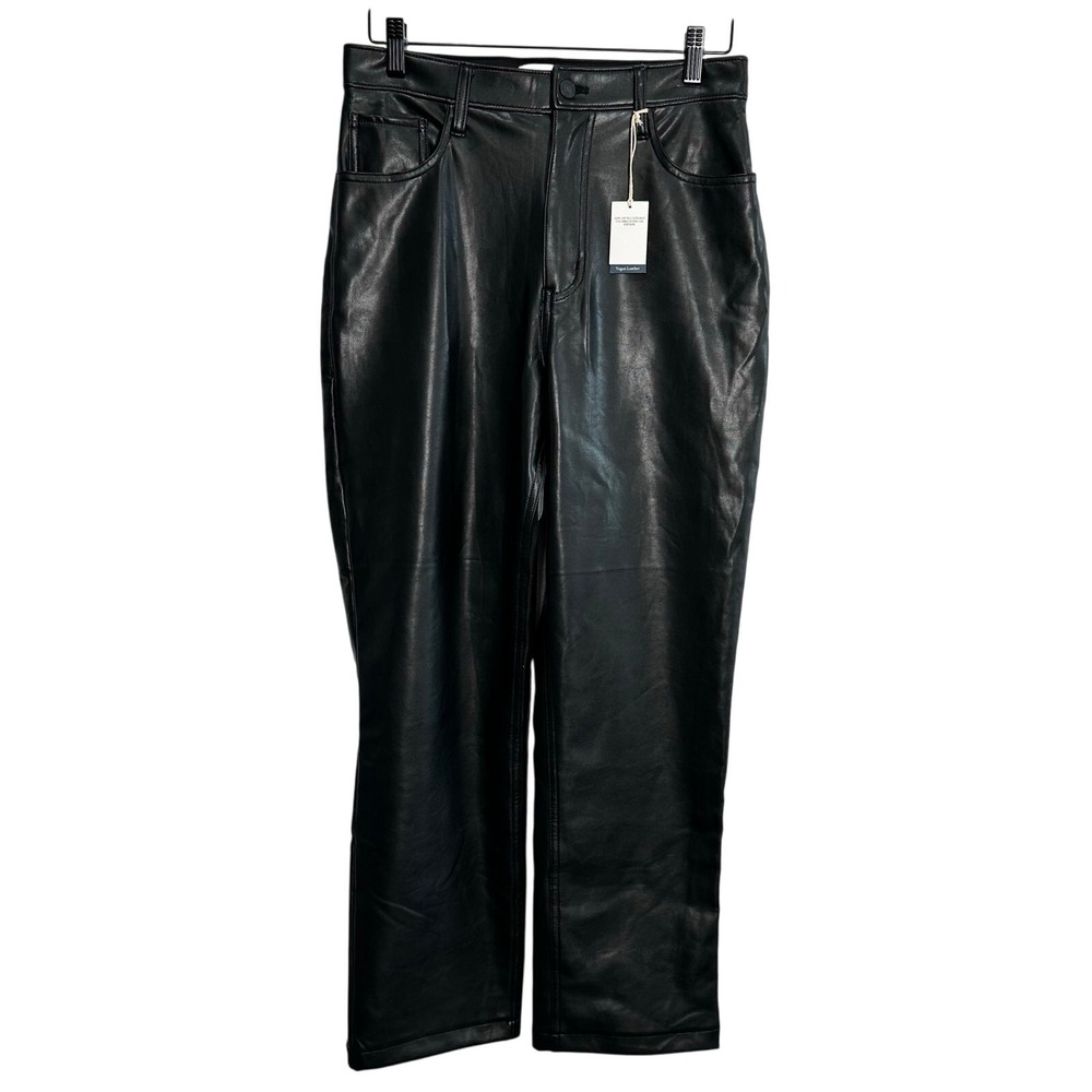 Abercrombie & Fitch 90s Straight Ultra High Rise Pants 29/8S Black Vegan Leather